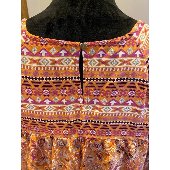 Cato Boho Blouse Plus Size 14 16 Top Orange Pink Peasant Hippie Top 3/4 Sleeve - Picture 7 of 10